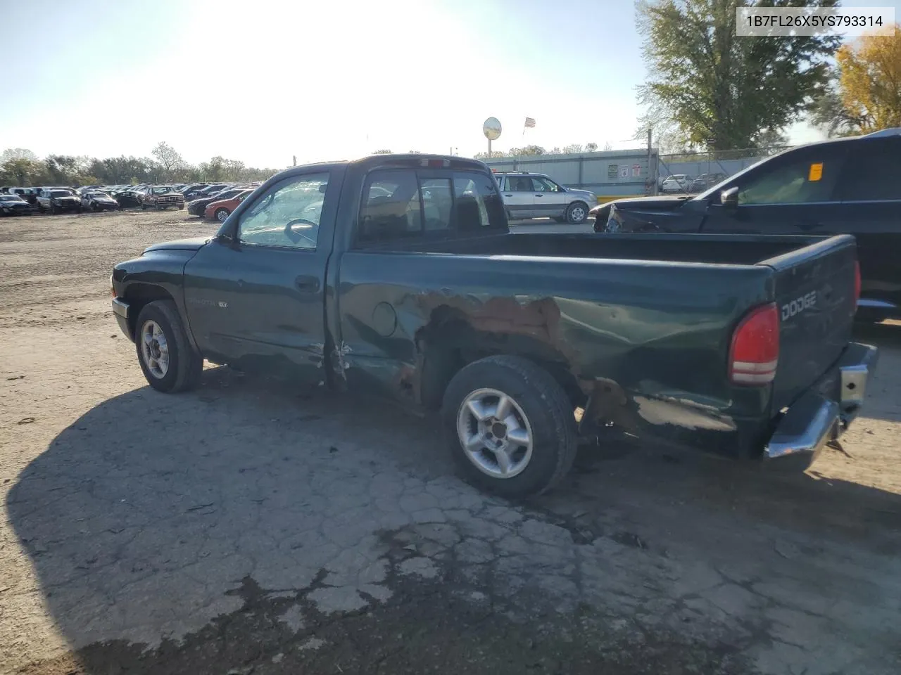 2000 Dodge Dakota VIN: 1B7FL26X5YS793314 Lot: 79477744