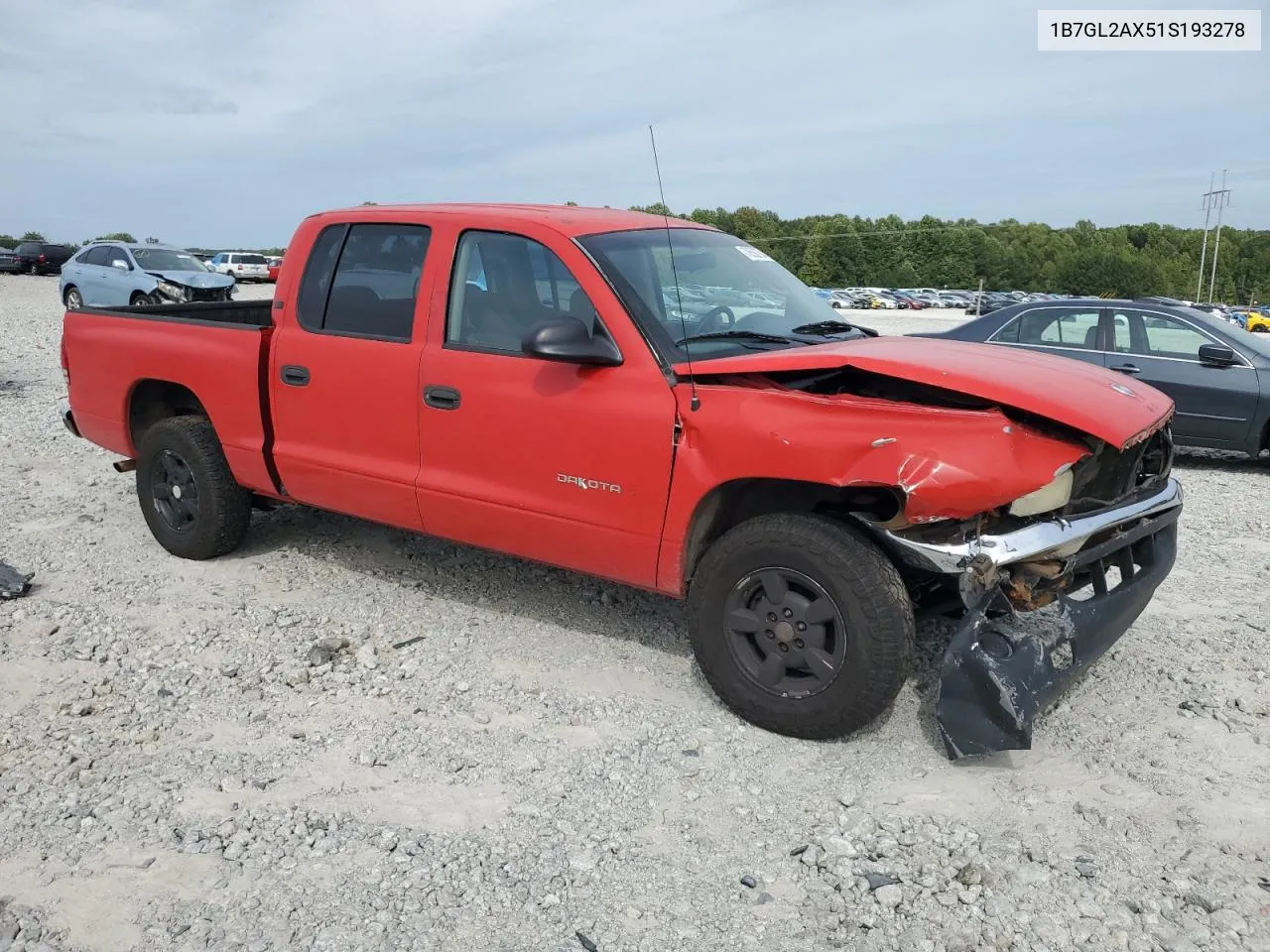 2001 Dodge Dakota Quad VIN: 1B7GL2AX51S193278 Lot: 70592784