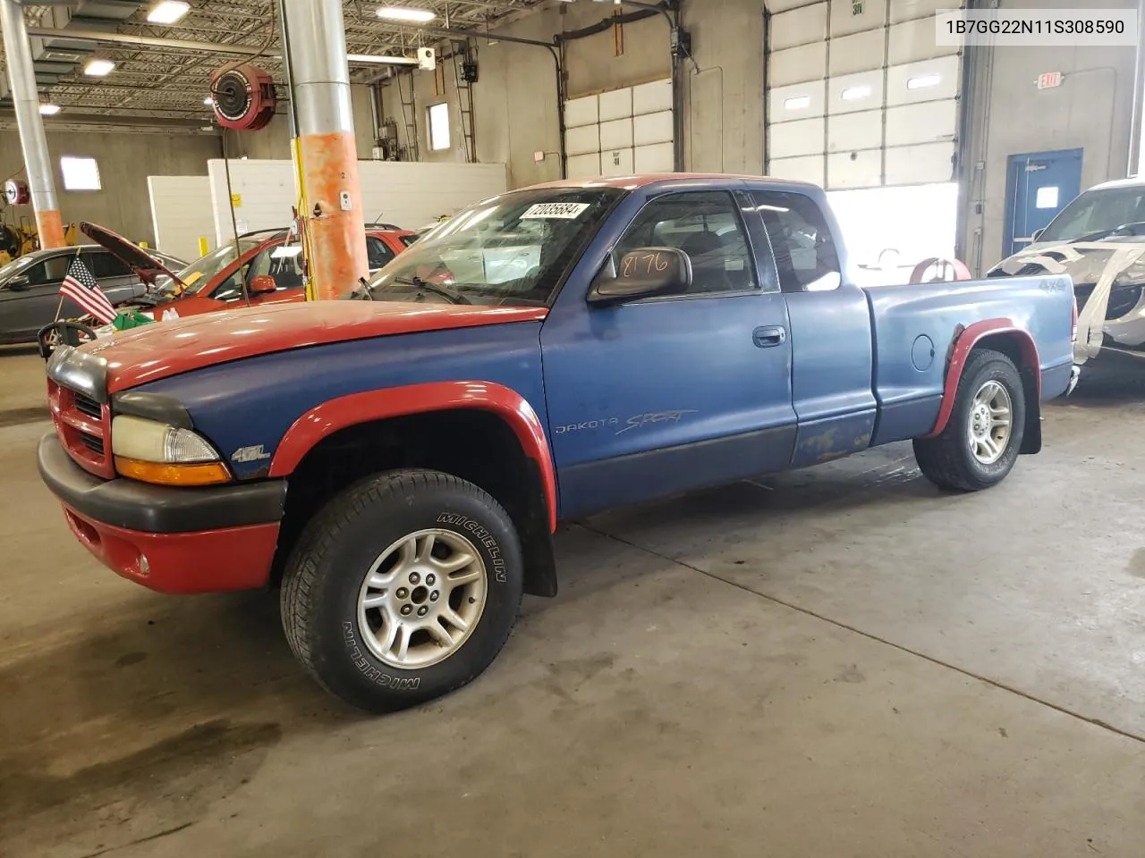 2001 Dodge Dakota VIN: 1B7GG22N11S308590 Lot: 72035684