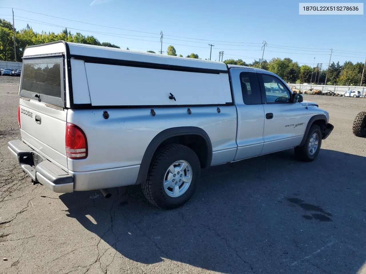 2001 Dodge Dakota VIN: 1B7GL22X51S278636 Lot: 74393224