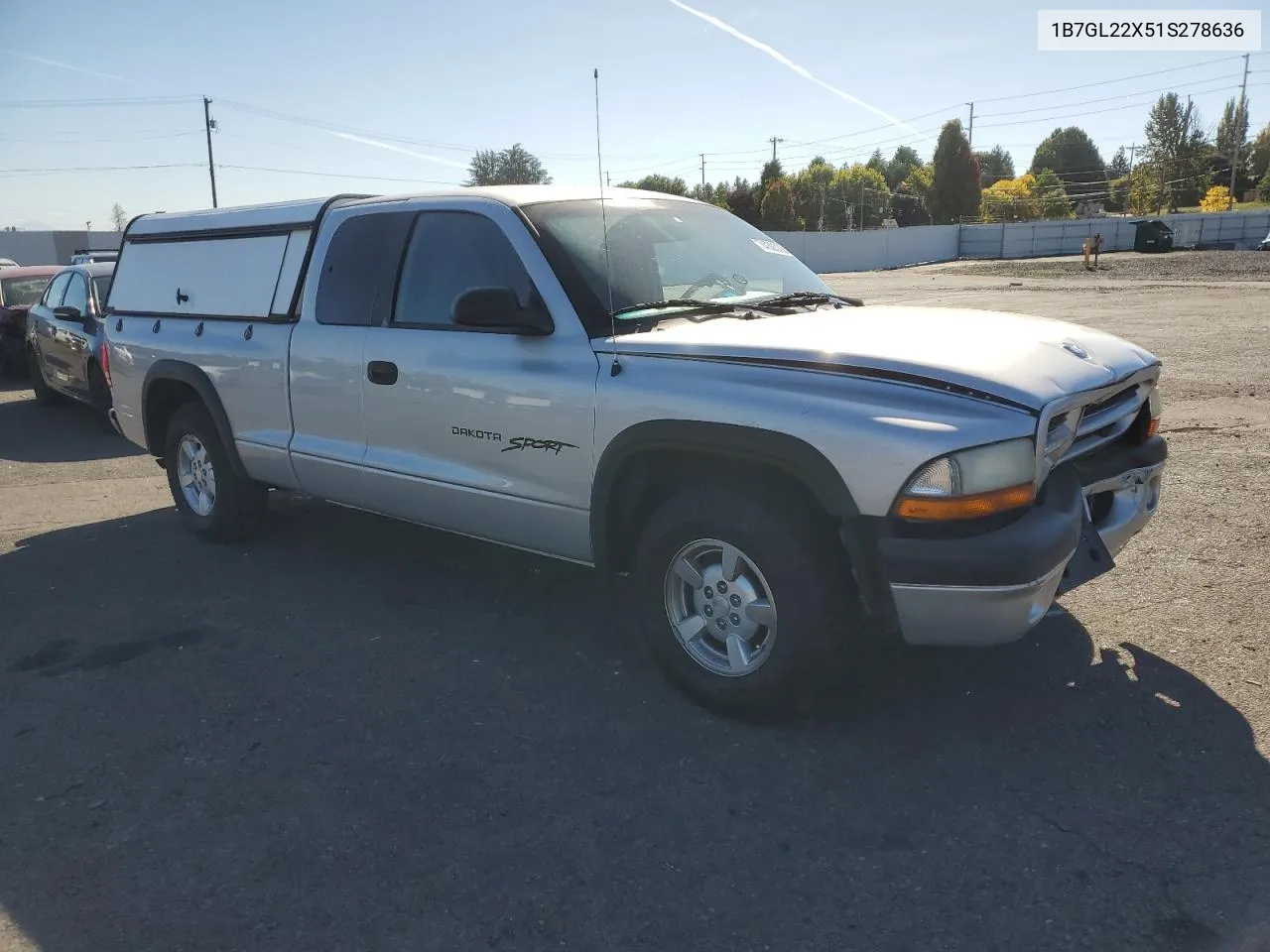 2001 Dodge Dakota VIN: 1B7GL22X51S278636 Lot: 74393224