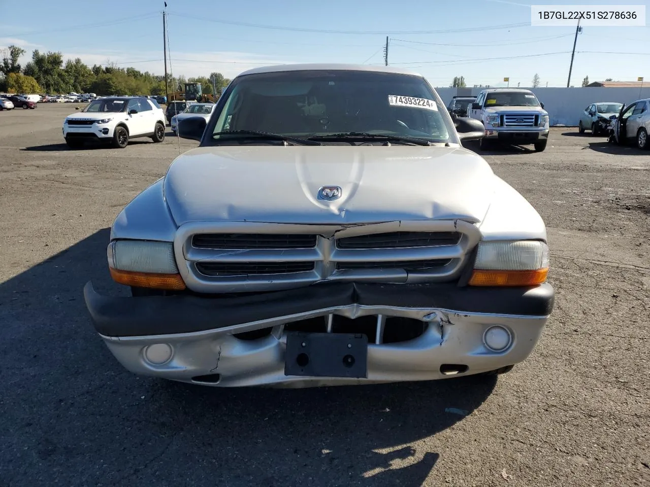 2001 Dodge Dakota VIN: 1B7GL22X51S278636 Lot: 74393224