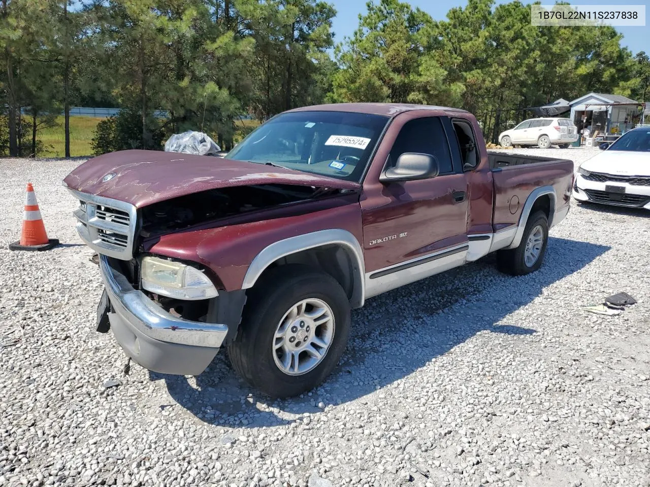 2001 Dodge Dakota VIN: 1B7GL22N11S237838 Lot: 75295524