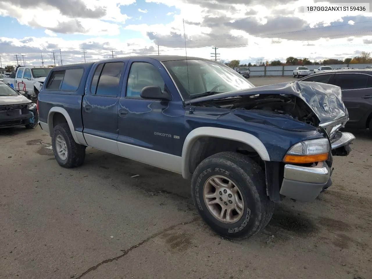 2001 Dodge Dakota Quad VIN: 1B7GG2ANX1S159436 Lot: 80347854