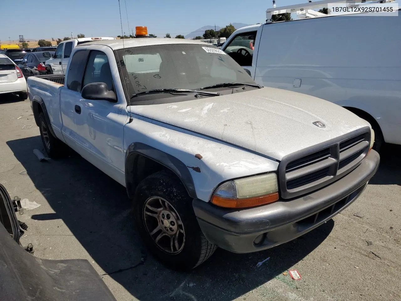 2002 Dodge Dakota Base VIN: 1B7GL12X92S701455 Lot: 66929624