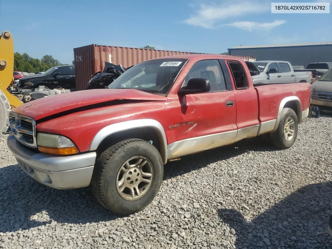 2002 Dodge Dakota Slt VIN: 1B7GL42X92S716782 Lot: 68910464