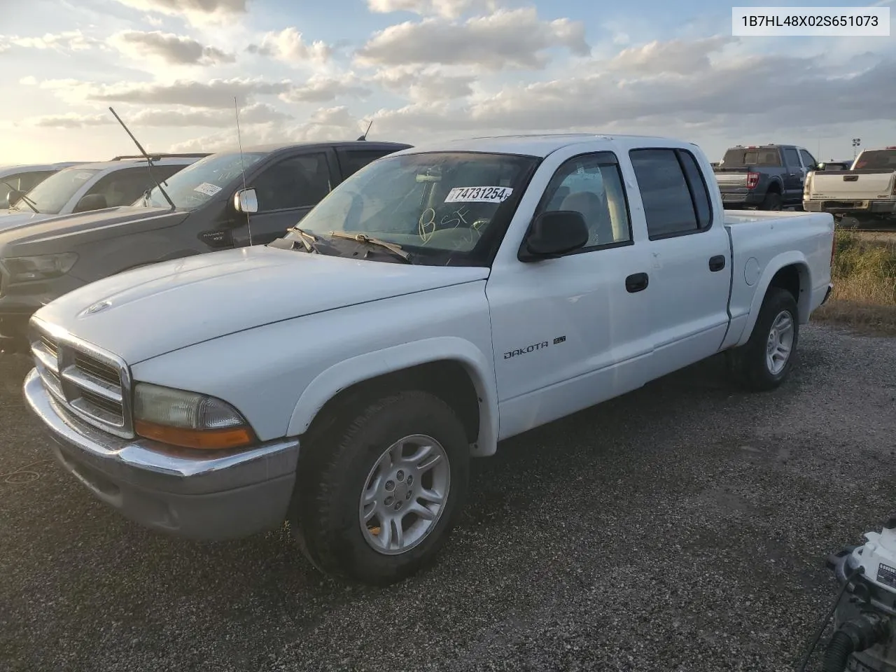 2002 Dodge Dakota Quad Slt VIN: 1B7HL48X02S651073 Lot: 74731254