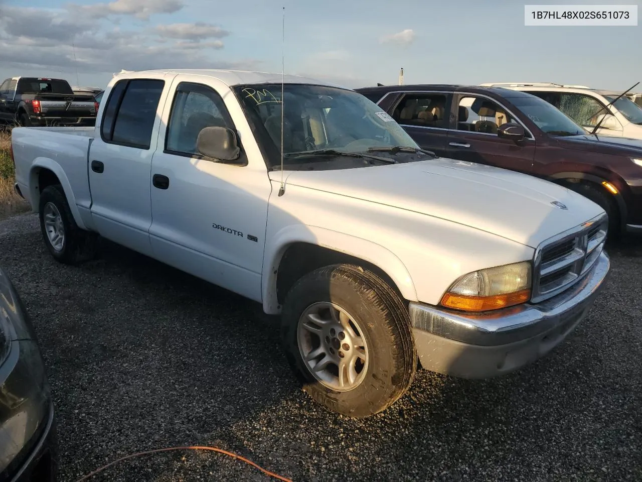 2002 Dodge Dakota Quad Slt VIN: 1B7HL48X02S651073 Lot: 74731254