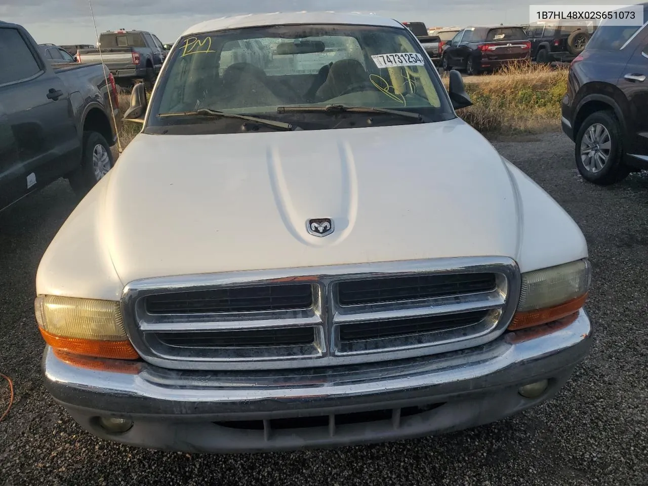 2002 Dodge Dakota Quad Slt VIN: 1B7HL48X02S651073 Lot: 74731254