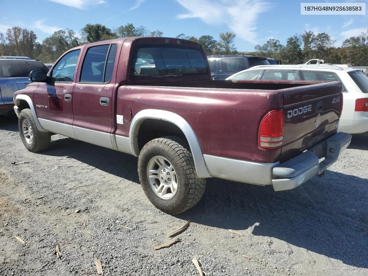 2002 Dodge Dakota Quad Slt VIN: 1B7HG48N92S638583 Lot: 76678294