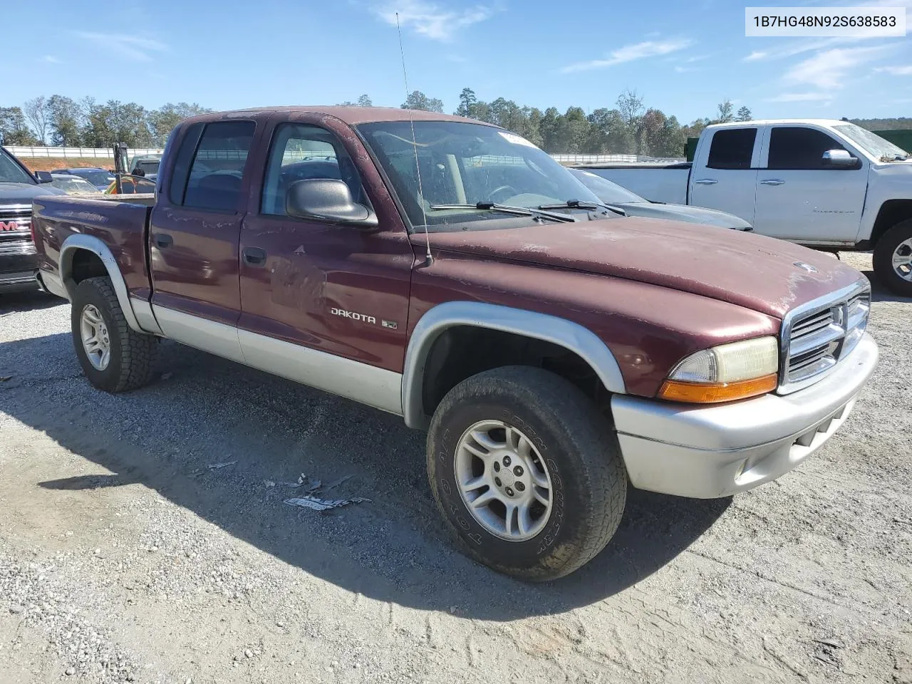 2002 Dodge Dakota Quad Slt VIN: 1B7HG48N92S638583 Lot: 76678294