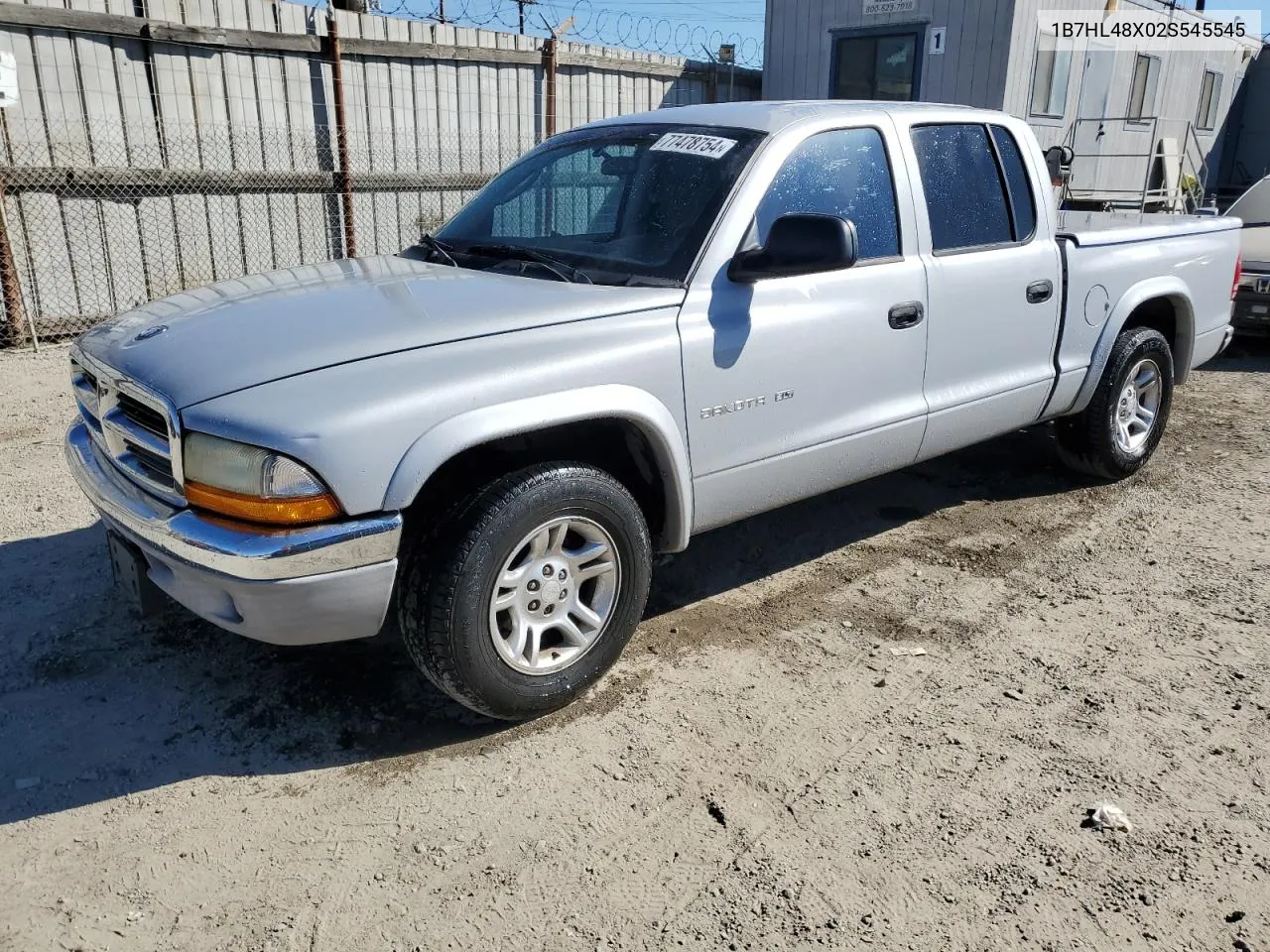 2002 Dodge Dakota Quad Slt VIN: 1B7HL48X02S545545 Lot: 77478754