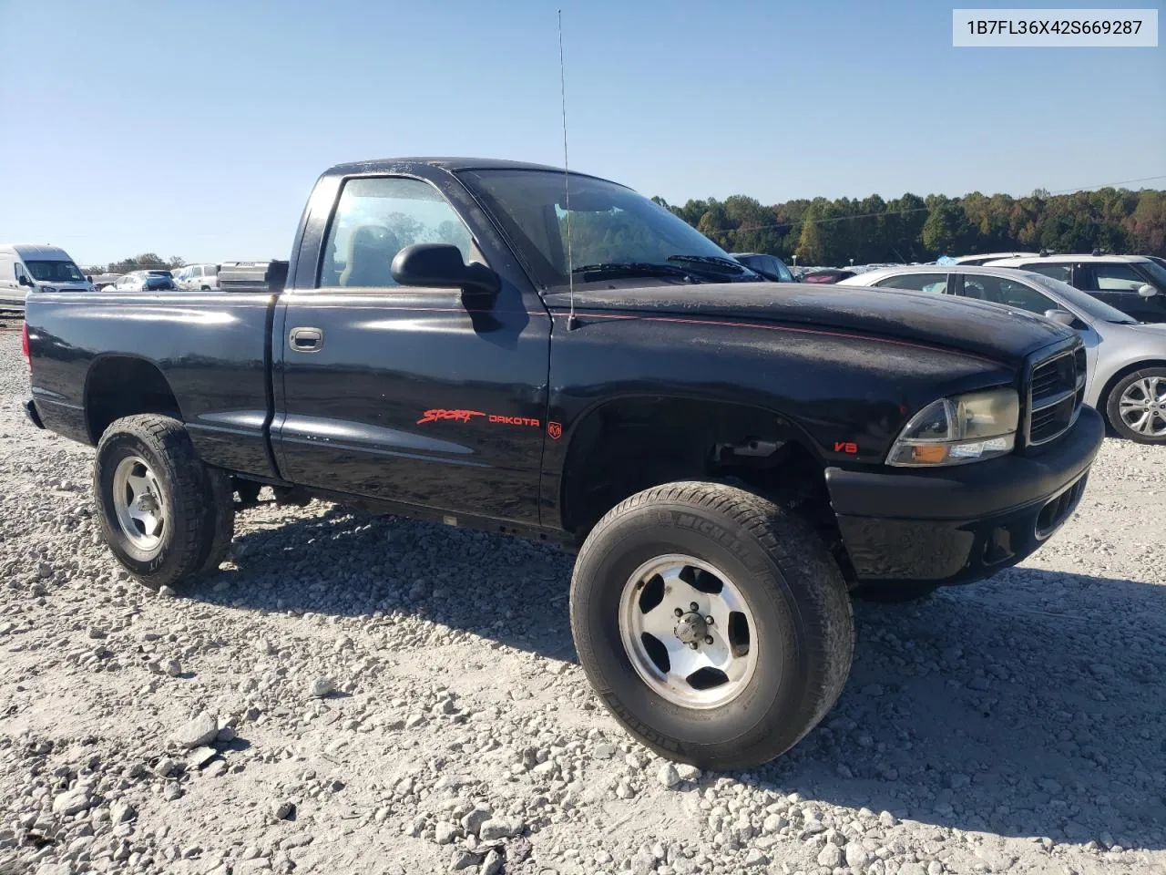 2002 Dodge Dakota Sport VIN: 1B7FL36X42S669287 Lot: 77607224