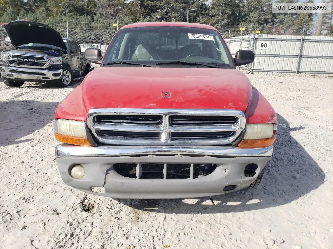 2002 Dodge Dakota Quad Slt VIN: 1B7HL48N62S558993 Lot: 78365374