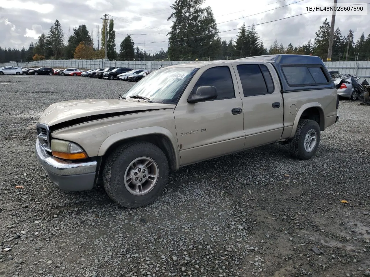 2002 Dodge Dakota Quad Slt VIN: 1B7HL48N02S607590 Lot: 78642324