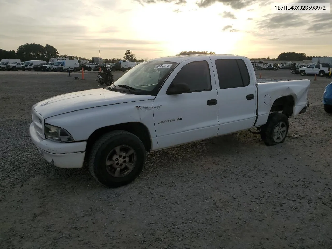 2002 Dodge Dakota Quad Slt VIN: 1B7HL48X92S598972 Lot: 79393614