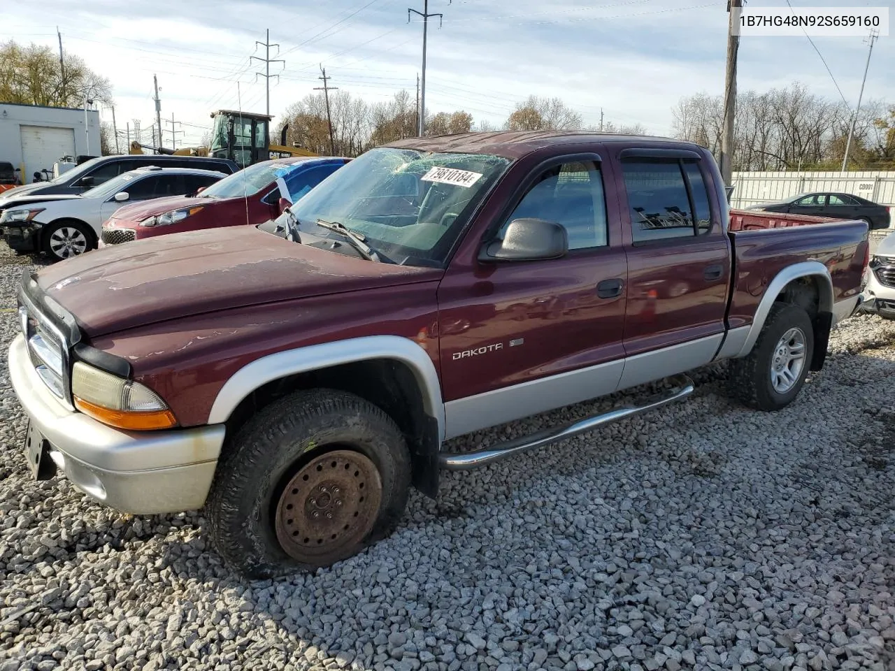 2002 Dodge Dakota Quad Slt VIN: 1B7HG48N92S659160 Lot: 79810184