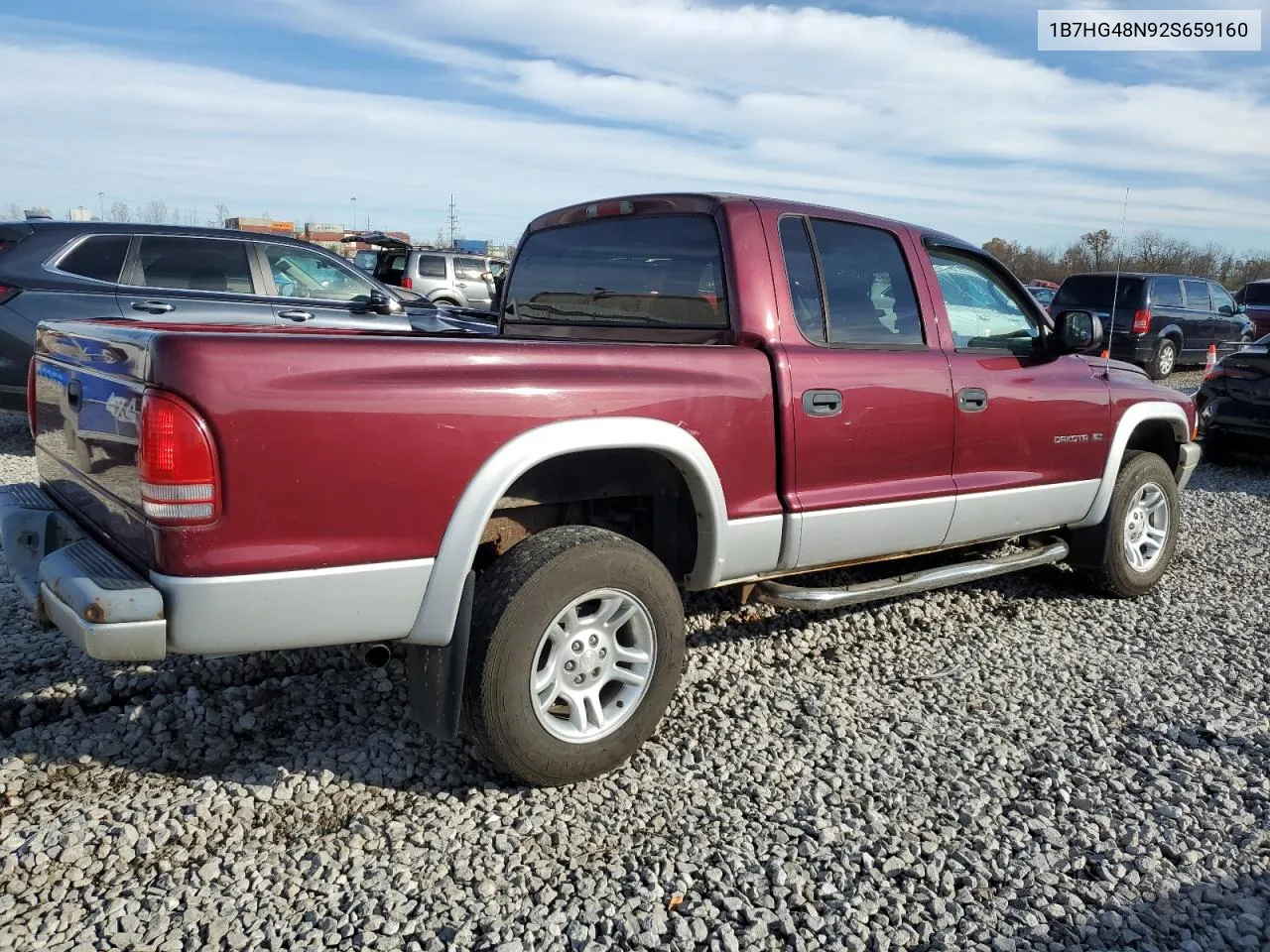 2002 Dodge Dakota Quad Slt VIN: 1B7HG48N92S659160 Lot: 79810184