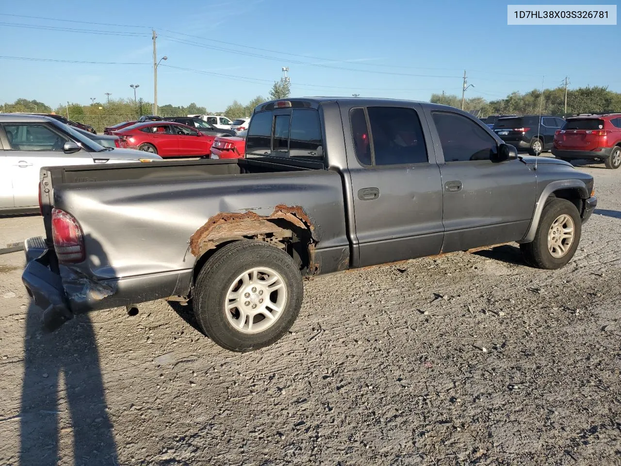 2003 Dodge Dakota Quad Sport VIN: 1D7HL38X03S326781 Lot: 69470354