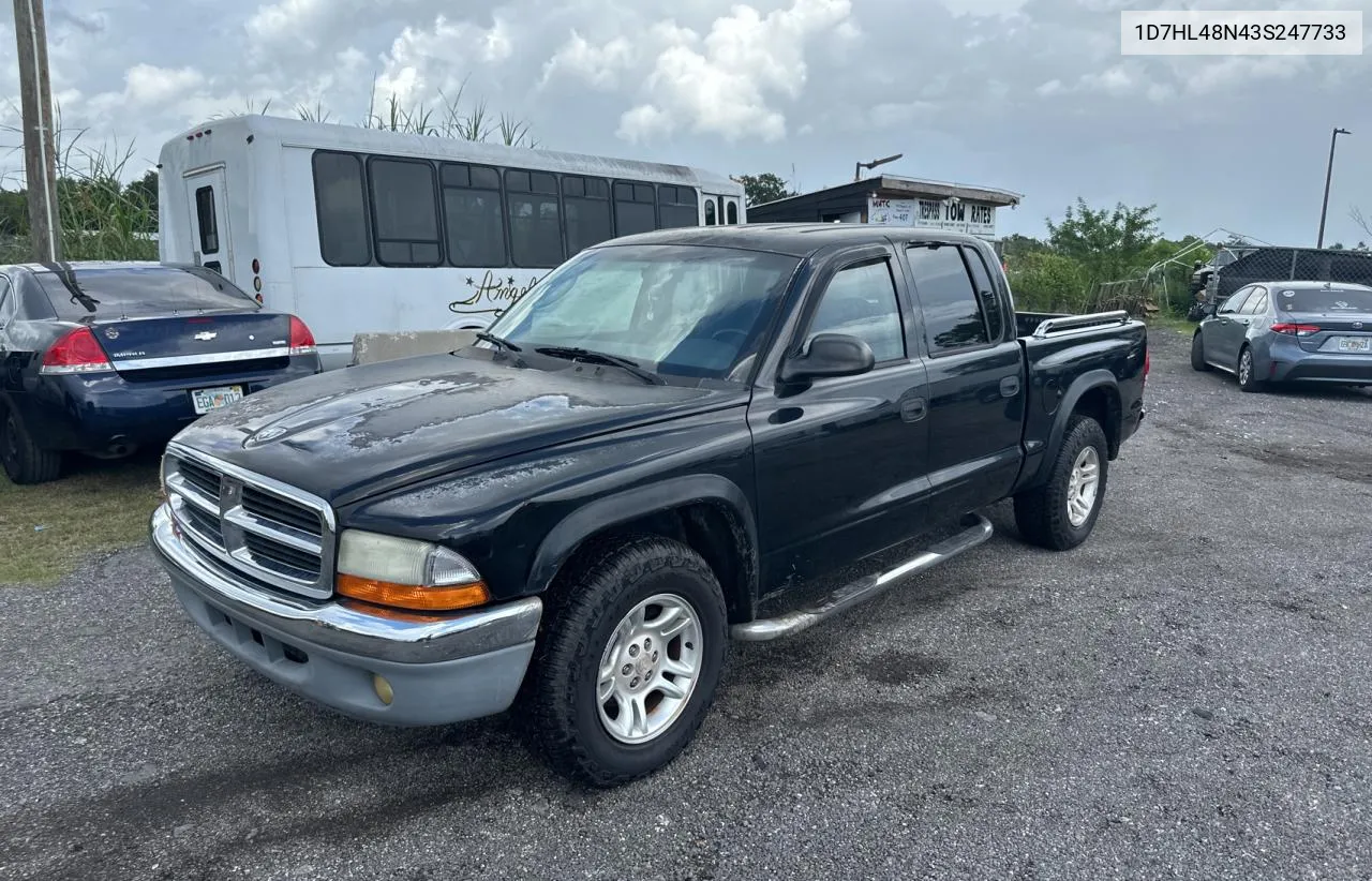 2003 Dodge Dakota Quad Slt VIN: 1D7HL48N43S247733 Lot: 70676924