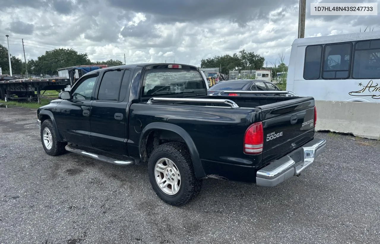 2003 Dodge Dakota Quad Slt VIN: 1D7HL48N43S247733 Lot: 70676924