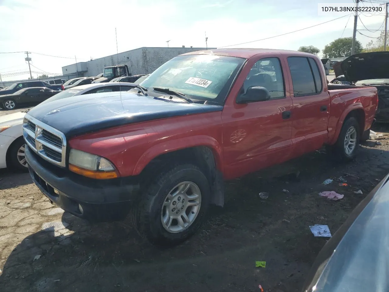 2003 Dodge Dakota Quad Sport VIN: 1D7HL38NX3S222930 Lot: 71812234