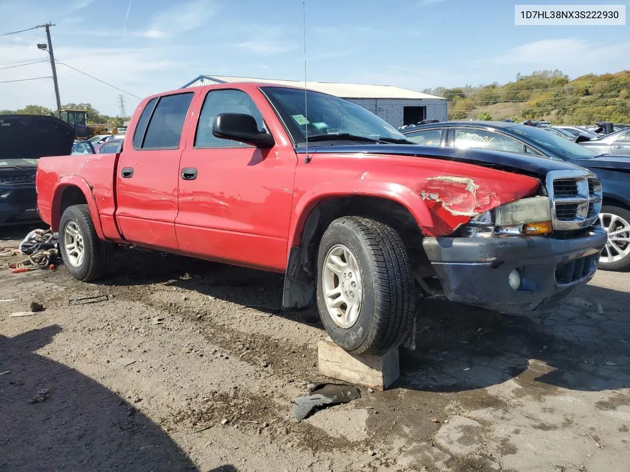 2003 Dodge Dakota Quad Sport VIN: 1D7HL38NX3S222930 Lot: 71812234