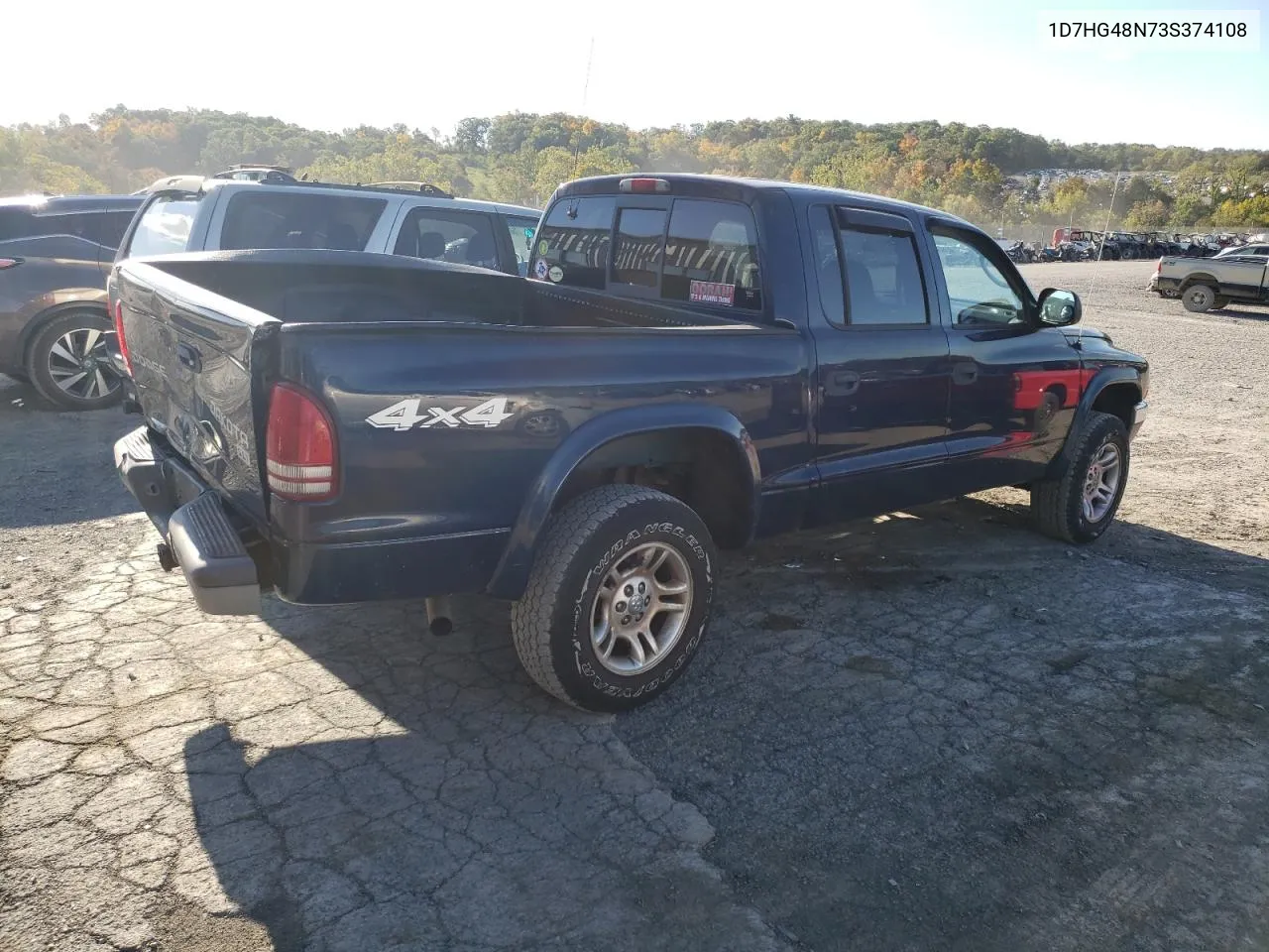 2003 Dodge Dakota Quad Slt VIN: 1D7HG48N73S374108 Lot: 75103844