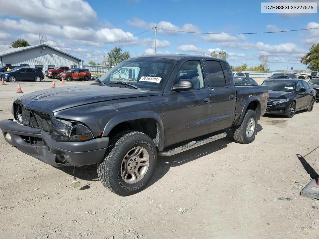 2003 Dodge Dakota Quad Sport VIN: 1D7HG38X03S227575 Lot: 76103394