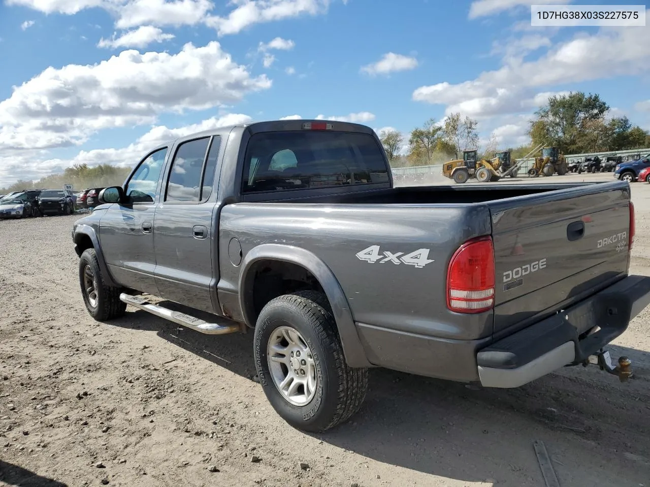 2003 Dodge Dakota Quad Sport VIN: 1D7HG38X03S227575 Lot: 76103394