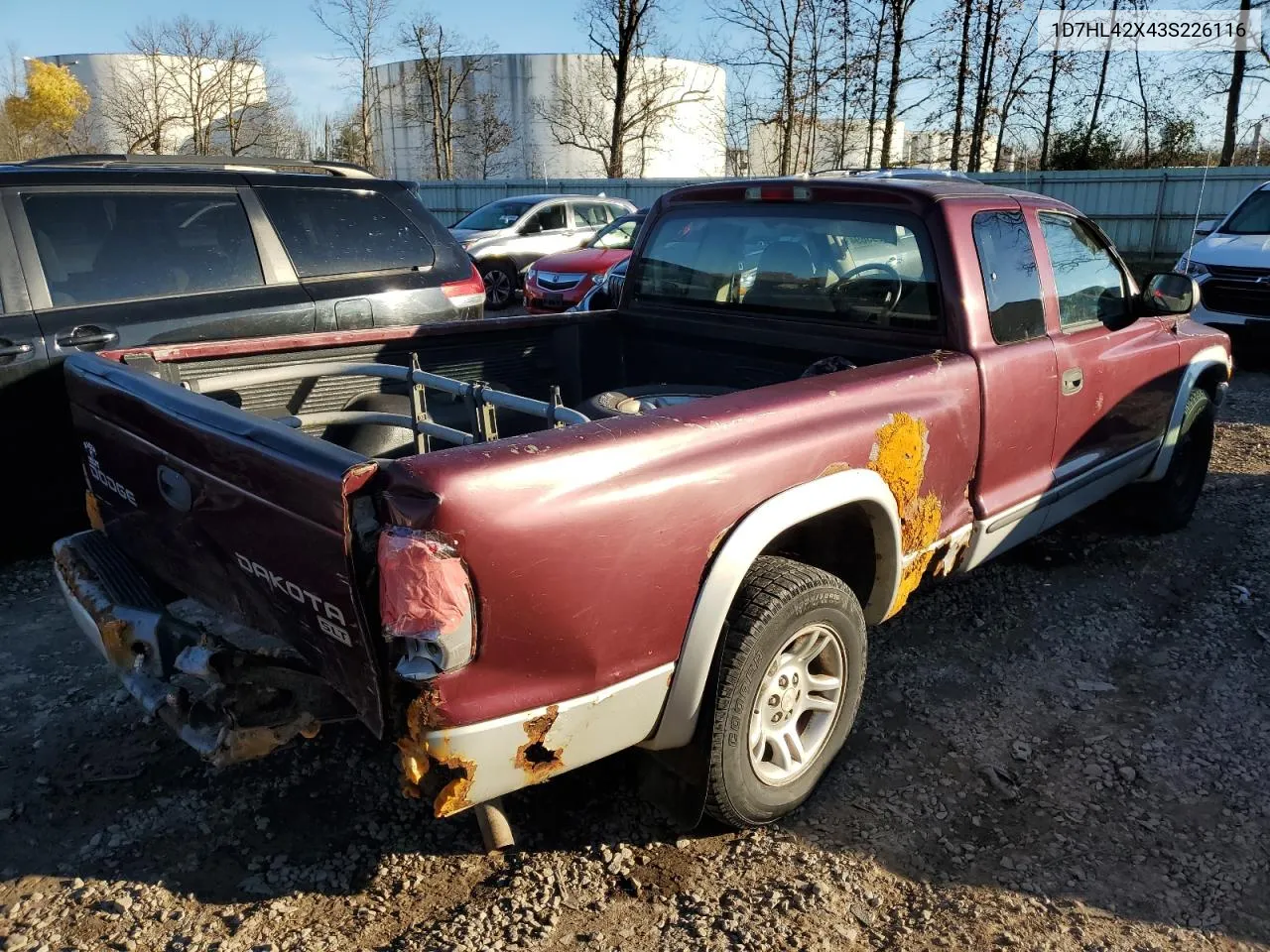 2003 Dodge Dakota Slt VIN: 1D7HL42X43S226116 Lot: 79293694