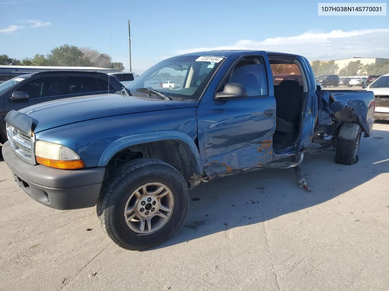 2004 Dodge Dakota Quad Sport VIN: 1D7HG38N14S770031 Lot: 72001434