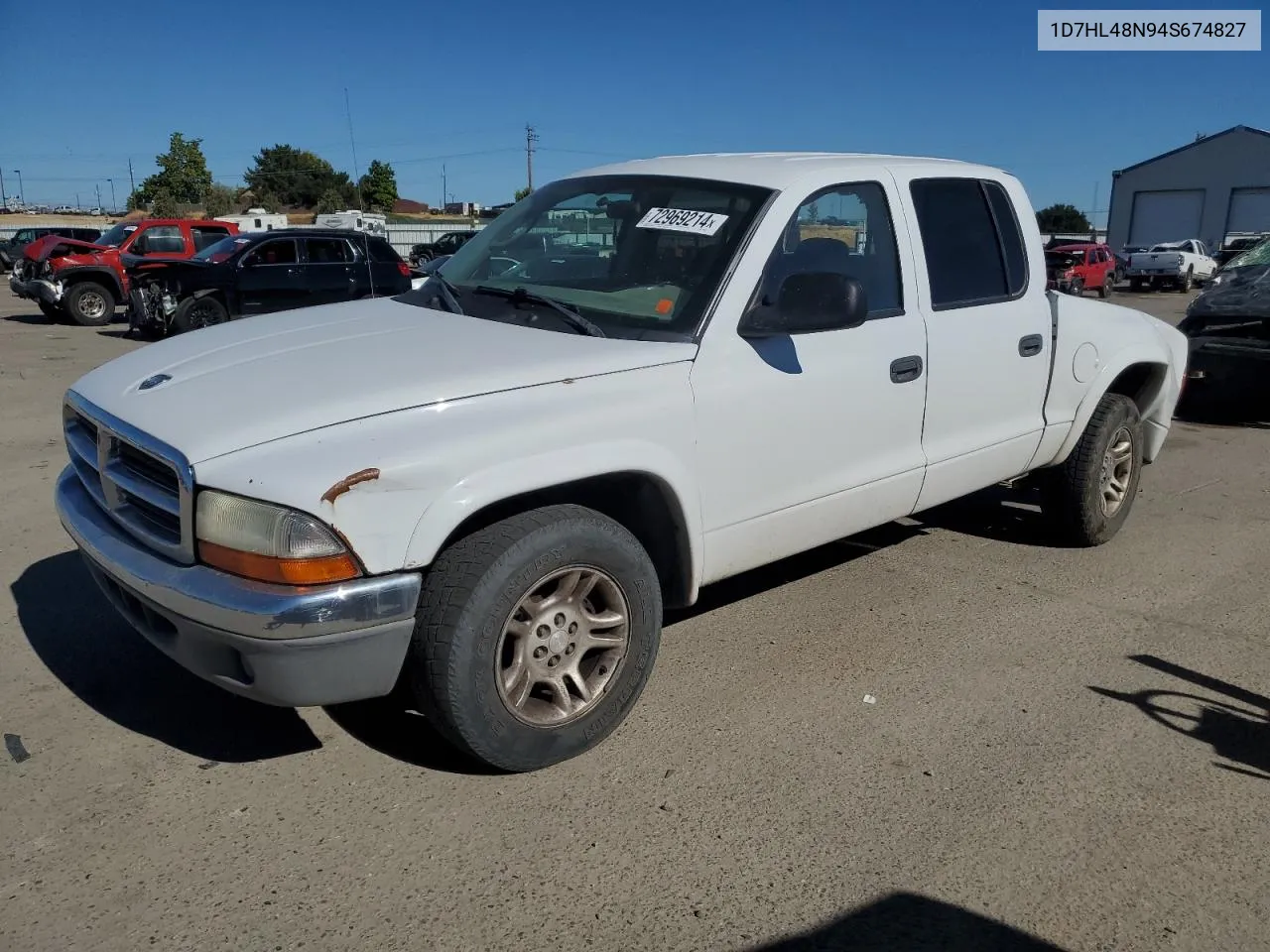 2004 Dodge Dakota Quad Slt VIN: 1D7HL48N94S674827 Lot: 72969214