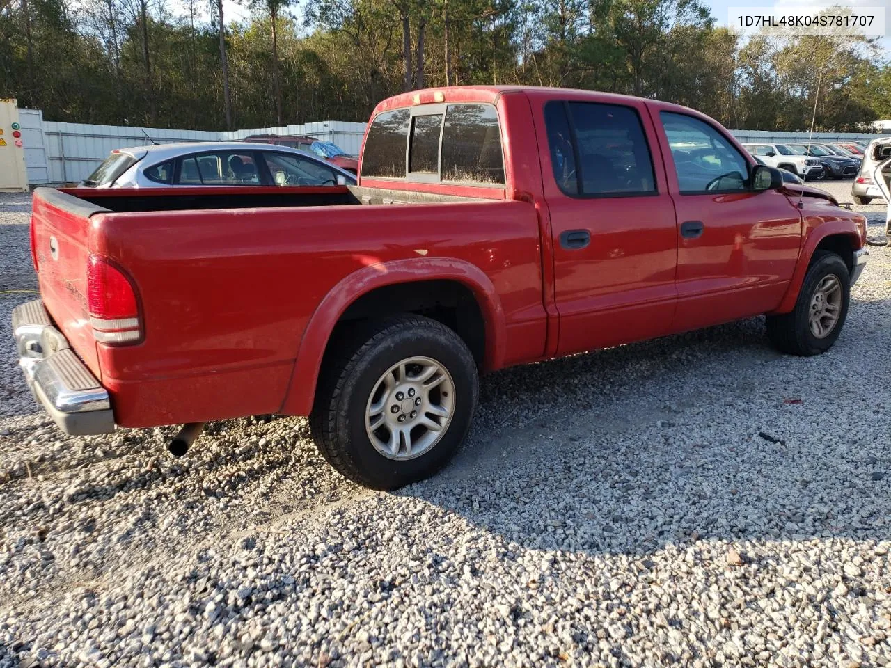 2004 Dodge Dakota Quad Slt VIN: 1D7HL48K04S781707 Lot: 74326284