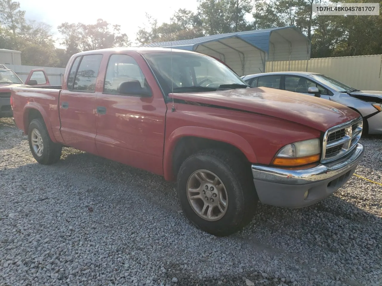 2004 Dodge Dakota Quad Slt VIN: 1D7HL48K04S781707 Lot: 74326284