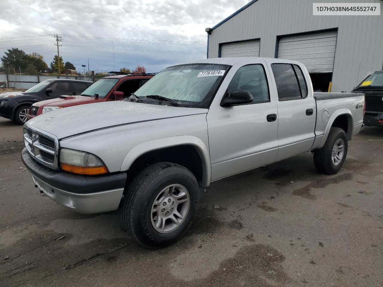 2004 Dodge Dakota Quad Sport VIN: 1D7HG38N64S552747 Lot: 77761074