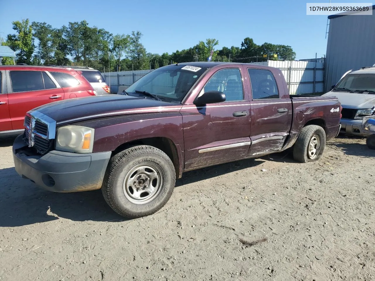 2005 Dodge Dakota Quad VIN: 1D7HW28K95S363689 Lot: 60619324