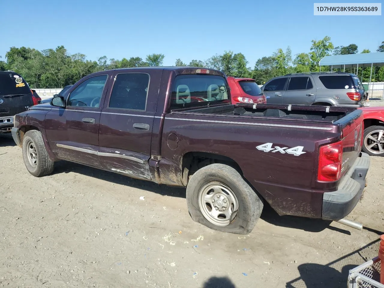 2005 Dodge Dakota Quad VIN: 1D7HW28K95S363689 Lot: 60619324