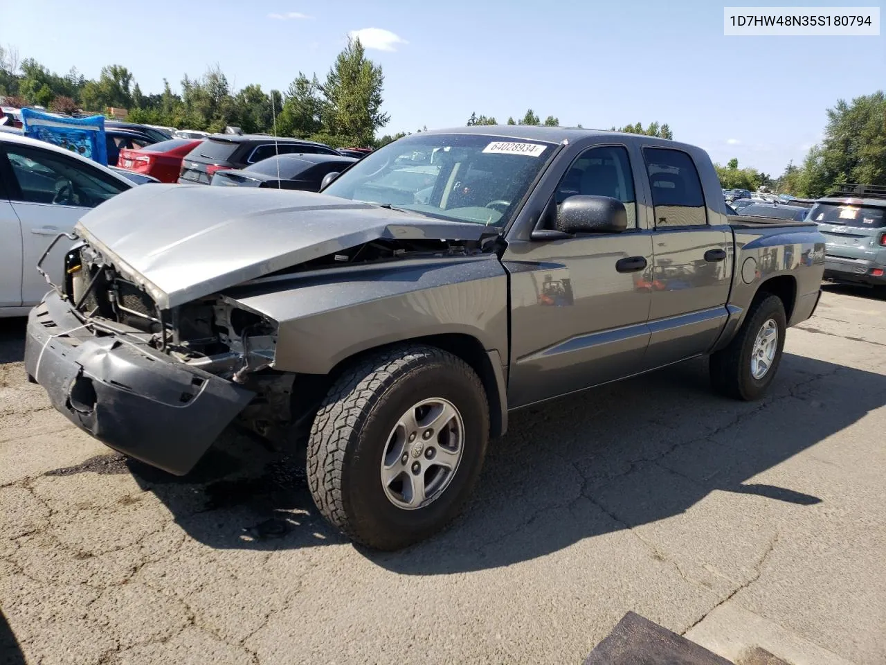 2005 Dodge Dakota Quad Slt VIN: 1D7HW48N35S180794 Lot: 64028934