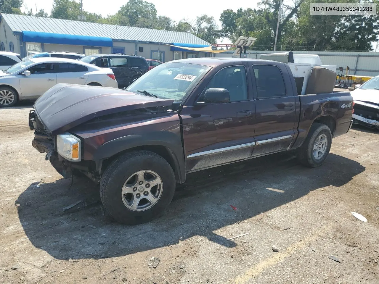 2005 Dodge Dakota Quad Slt VIN: 1D7HW48J35S342288 Lot: 69223294