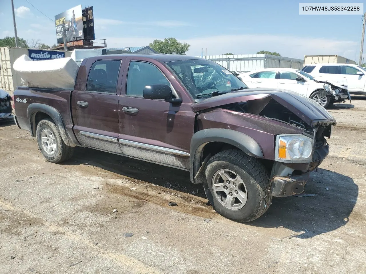 2005 Dodge Dakota Quad Slt VIN: 1D7HW48J35S342288 Lot: 69223294