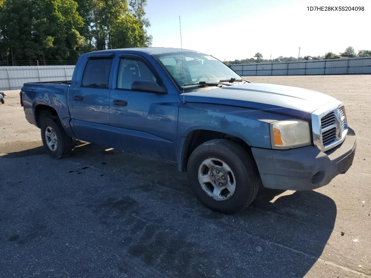 2005 Dodge Dakota Quad VIN: 1D7HE28KX5S204098 Lot: 69924624