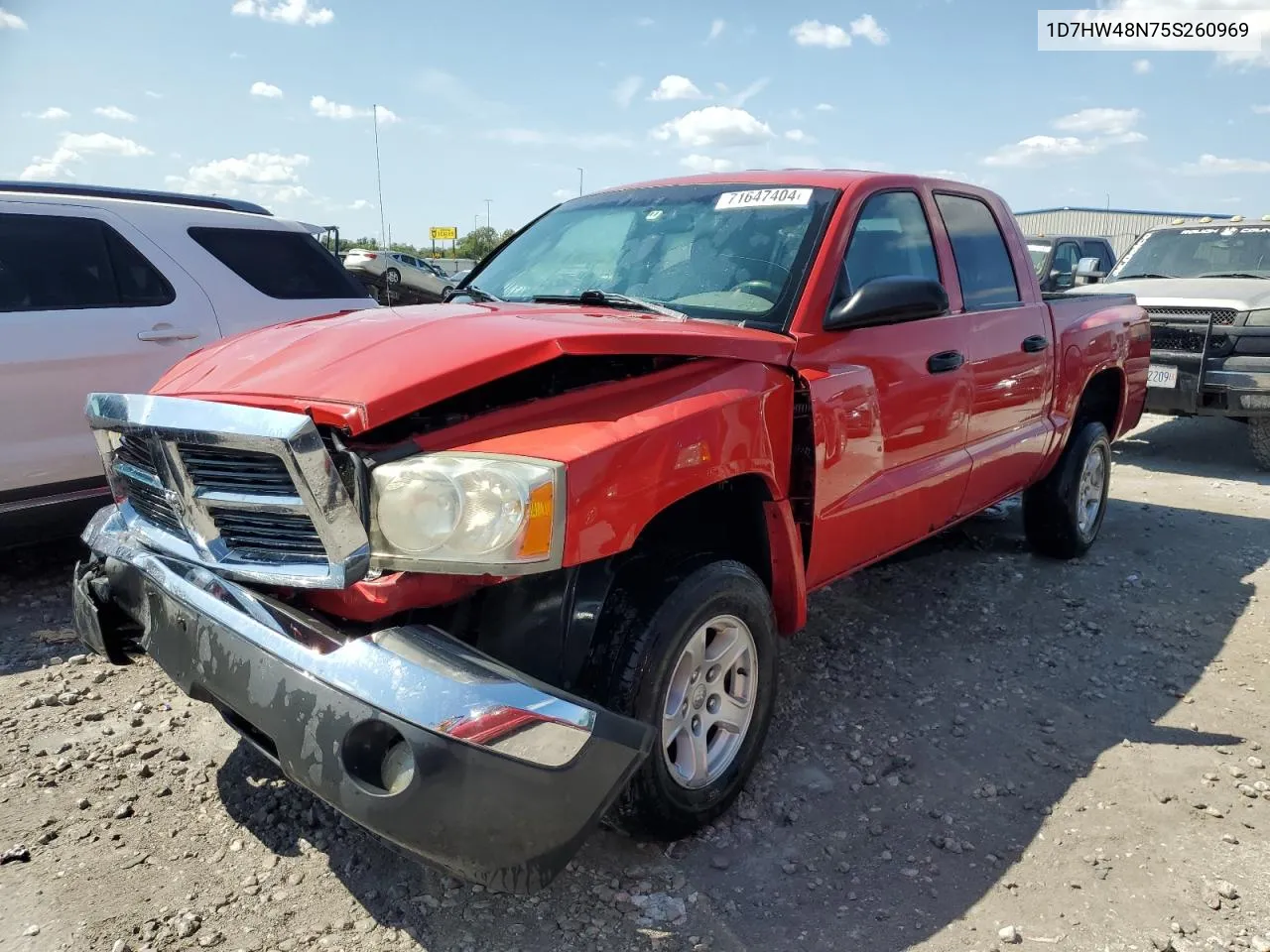 2005 Dodge Dakota Quad Slt VIN: 1D7HW48N75S260969 Lot: 71647404