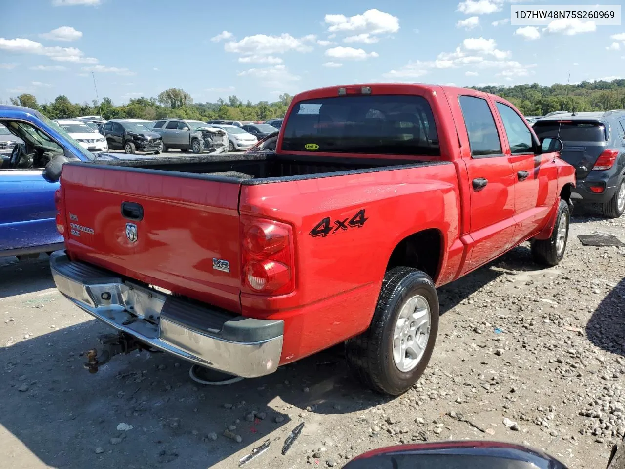 2005 Dodge Dakota Quad Slt VIN: 1D7HW48N75S260969 Lot: 71647404