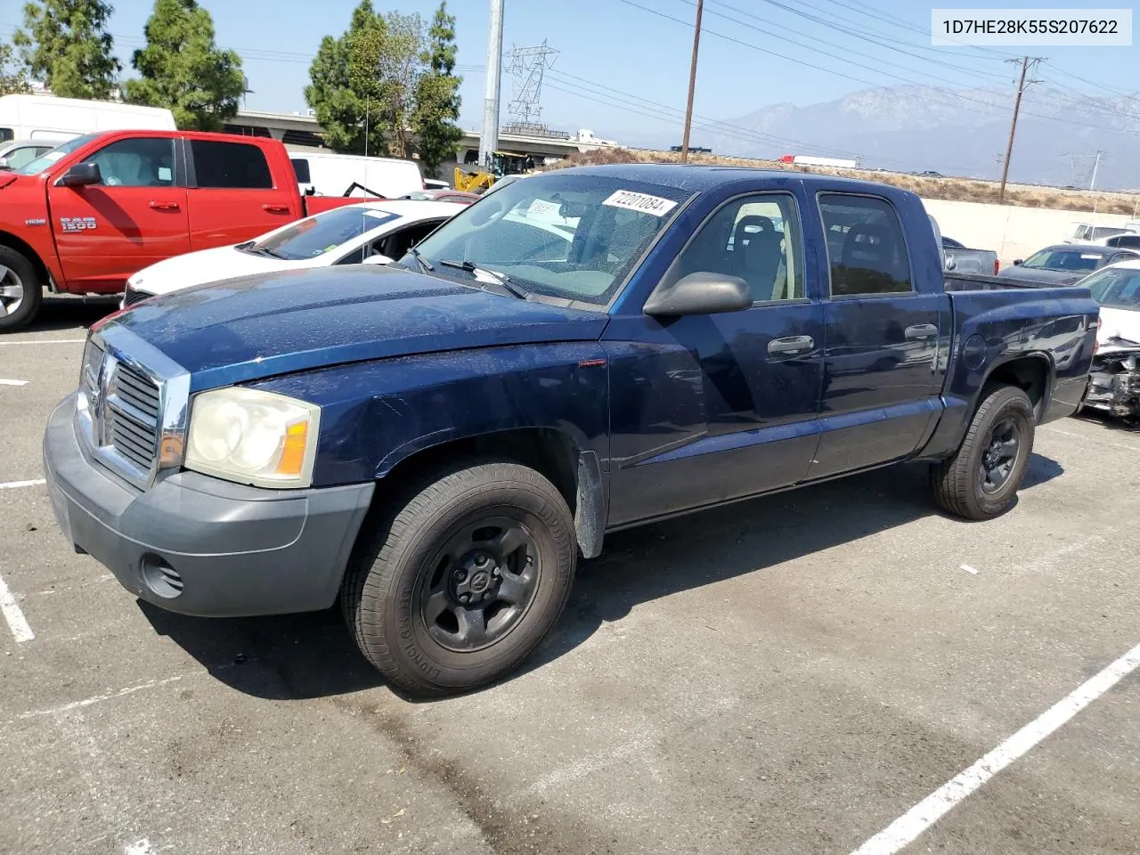 2005 Dodge Dakota Quad VIN: 1D7HE28K55S207622 Lot: 72201084