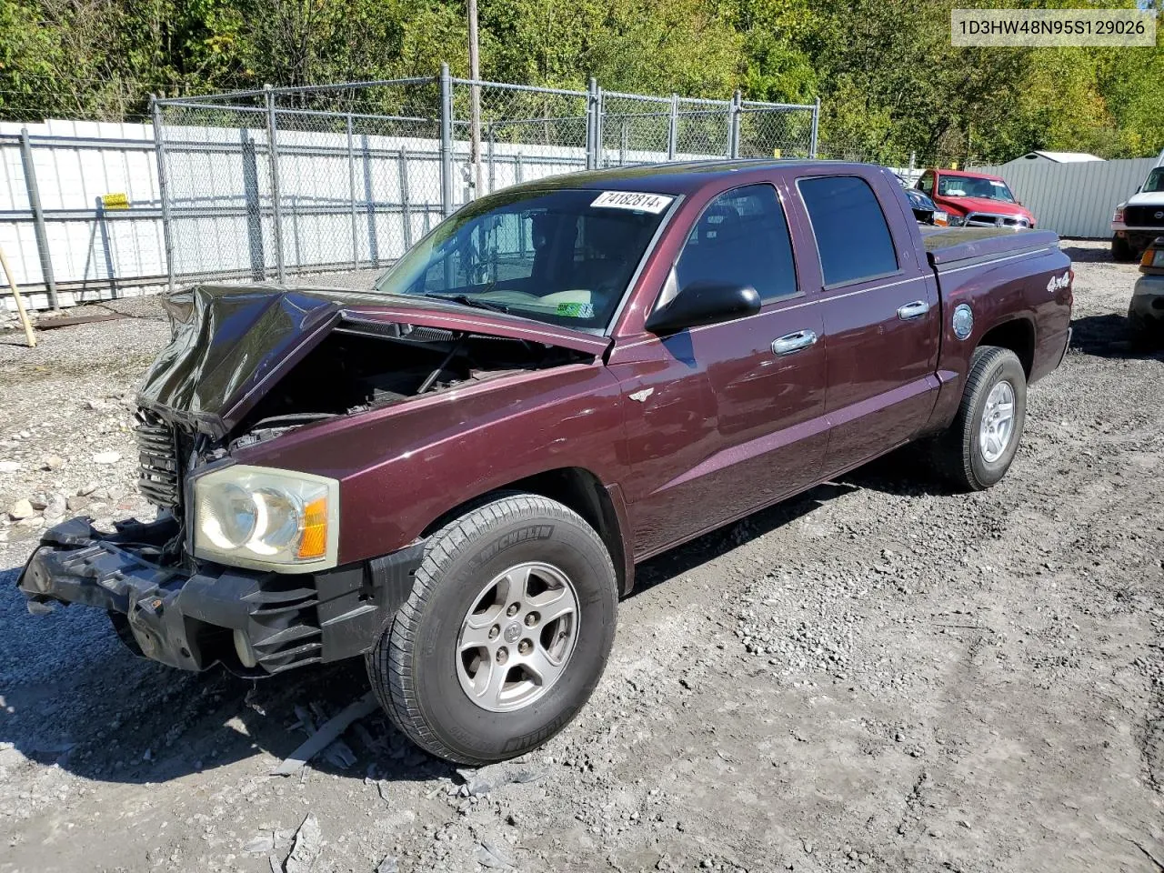 2005 Dodge Dakota Quad Slt VIN: 1D3HW48N95S129026 Lot: 74182814