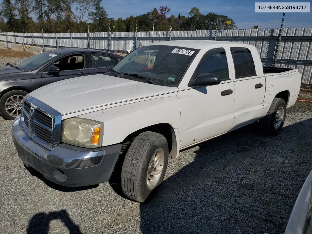 2005 Dodge Dakota Quad Slt VIN: 1D7HE48N25S193717 Lot: 75078524