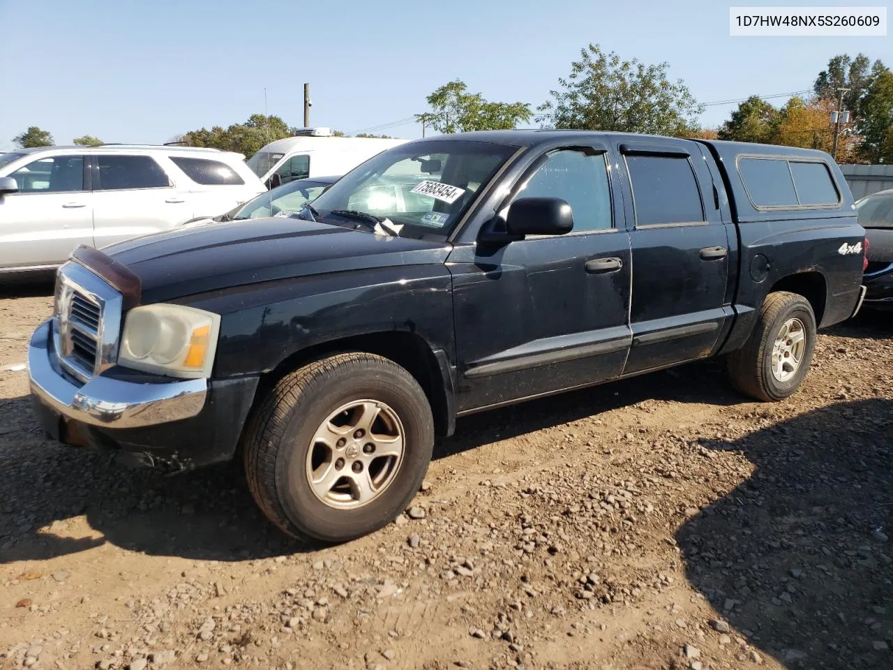 2005 Dodge Dakota Quad Slt VIN: 1D7HW48NX5S260609 Lot: 75683454