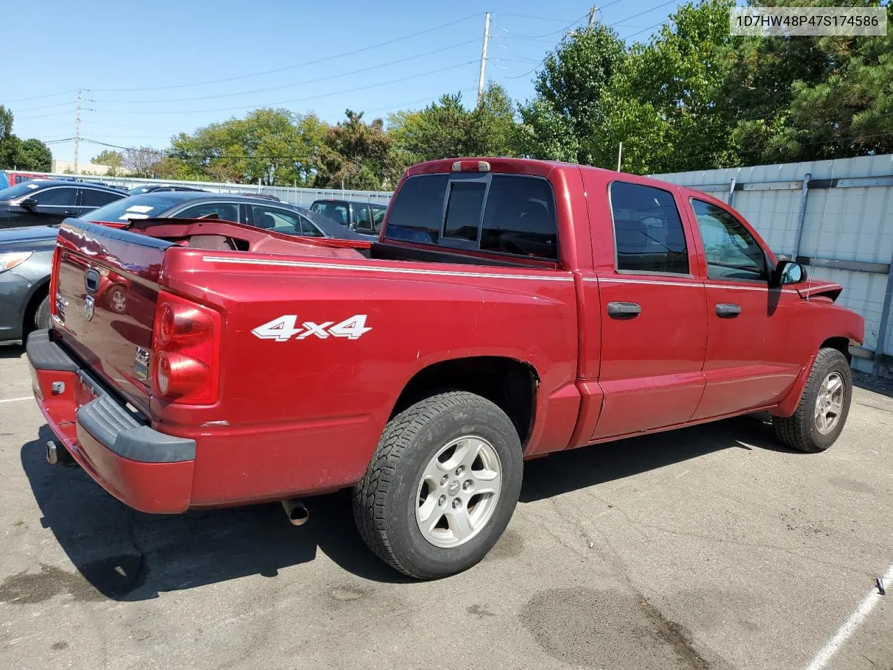 2007 Dodge Dakota Quad Slt VIN: 1D7HW48P47S174586 Lot: 70750484