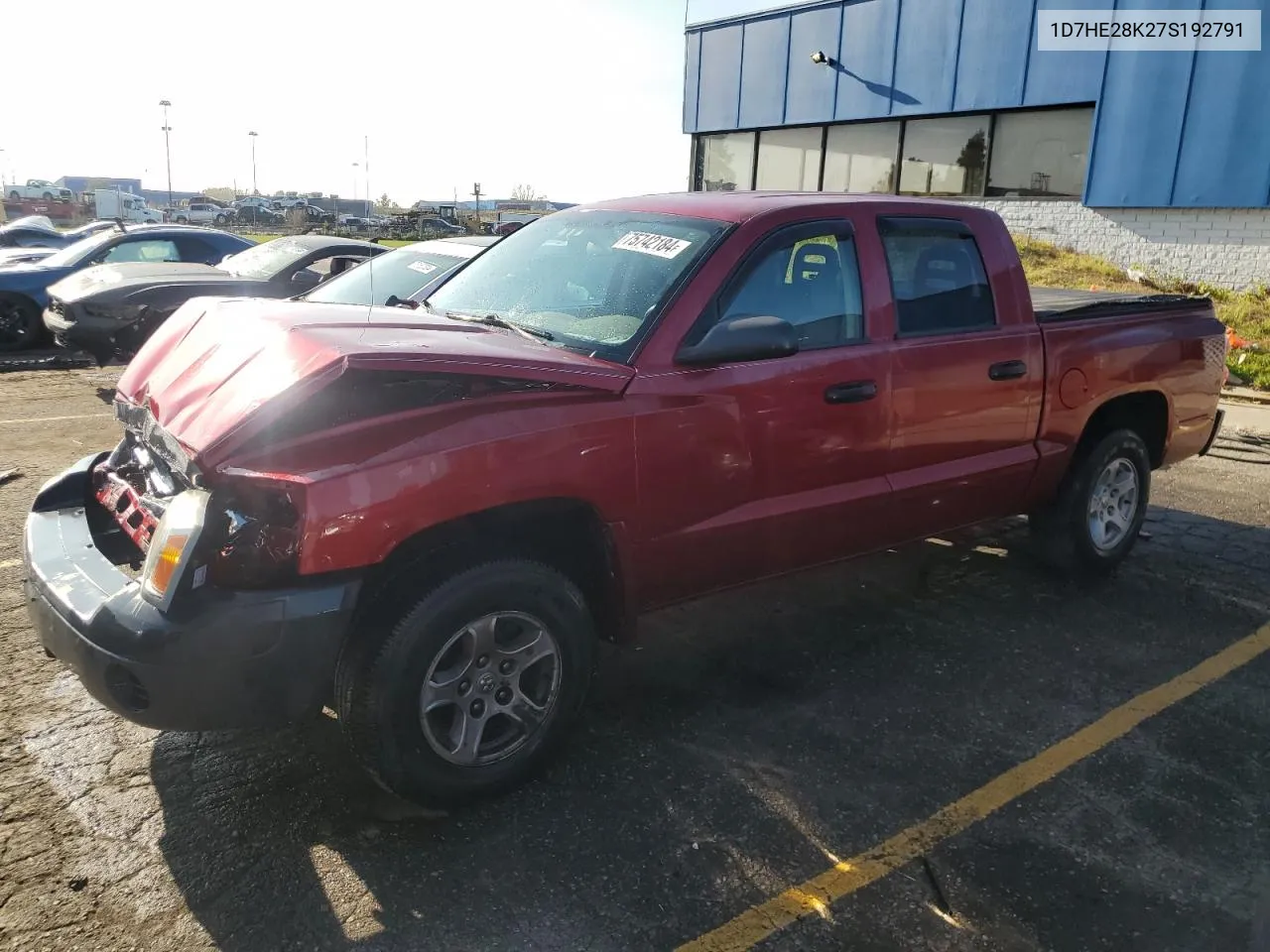 2007 Dodge Dakota Quad VIN: 1D7HE28K27S192791 Lot: 75742184